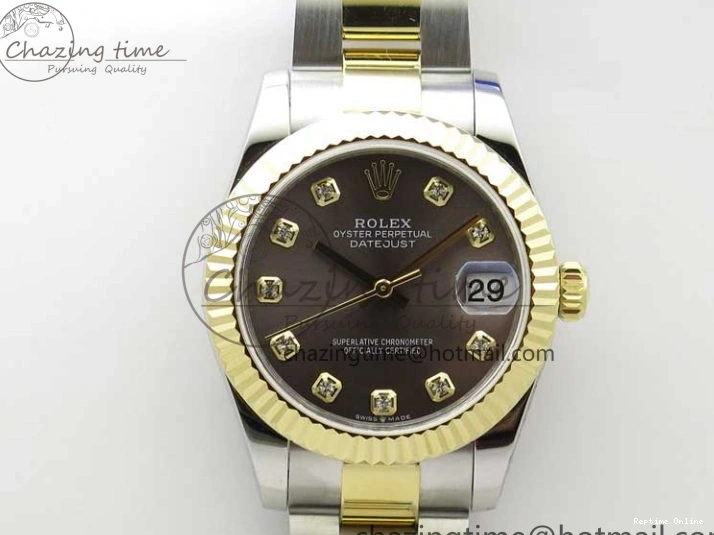 0112 SoftTouch Datejust 31mm 278273 SS YG BP Maker Best Edition Gray Diamonds Dial on SS YG Oyster Bracelet 2715